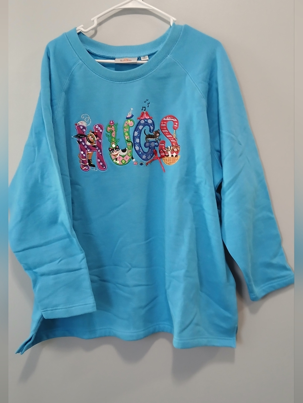 Quaker Factory Hugs Cat Lover Shirt Sweatshirt Womens 2X NWOT Crazy Cat Lady